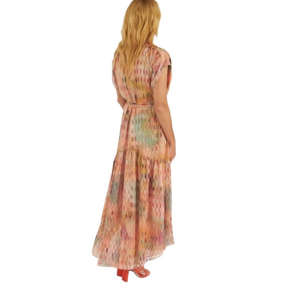 ⭐️Misa Los Angeles Laura Drop Waist Shirtdress Poly Chiffon Multicolor - Picture 4 of 9